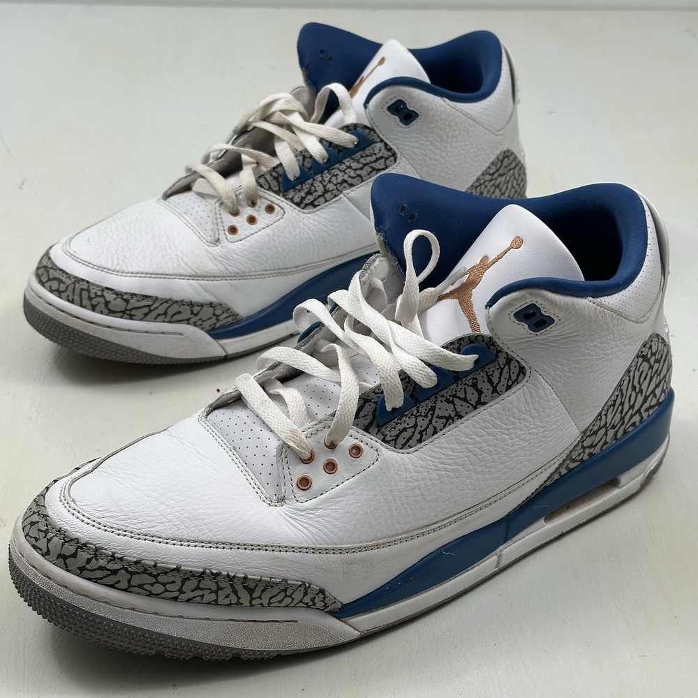 Nike Air Jordan Retro 3 lll Shoes Men Sz 15 Washington Wizards White True Blue